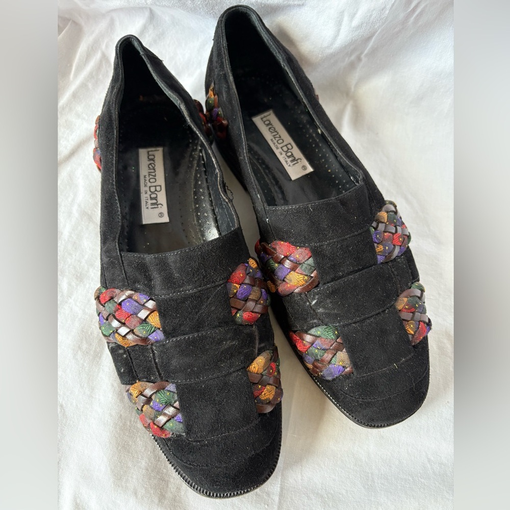 Lorenzo Banfi Women’s Black Suede Slip On Shoes Fit Like Size 10
